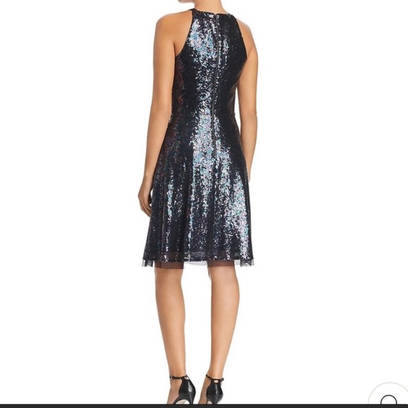 NWT Le Gali Roxane black sequined sleeveless halter party dress with back zipper - Picture 6 of 14